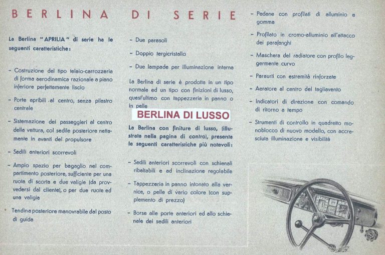 Distinzione Lancia Aprilia Berlina di serie e lusso